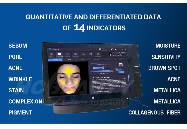 Multi-language 8 Spectrum Magic Mirror Facial Skin Analyzer Equipment 3D Camera Smart SKin Analysis Machine